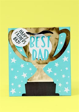 <p>This gift bag was made for Father's Day! What better way to present Dad with his gift than in a fantastic blue, starry bag toting a shiny, gold 'Best Dad' trophy to prove that he really is the best? Complete with black ribbon handle and 'Happy Father's Day' gift tag, this bag comes in a standard medium size which folds out nicely to accomodate your gift. </p><p>Dimensions: 20cm wide x 22cm high x 20cm deep</p>
